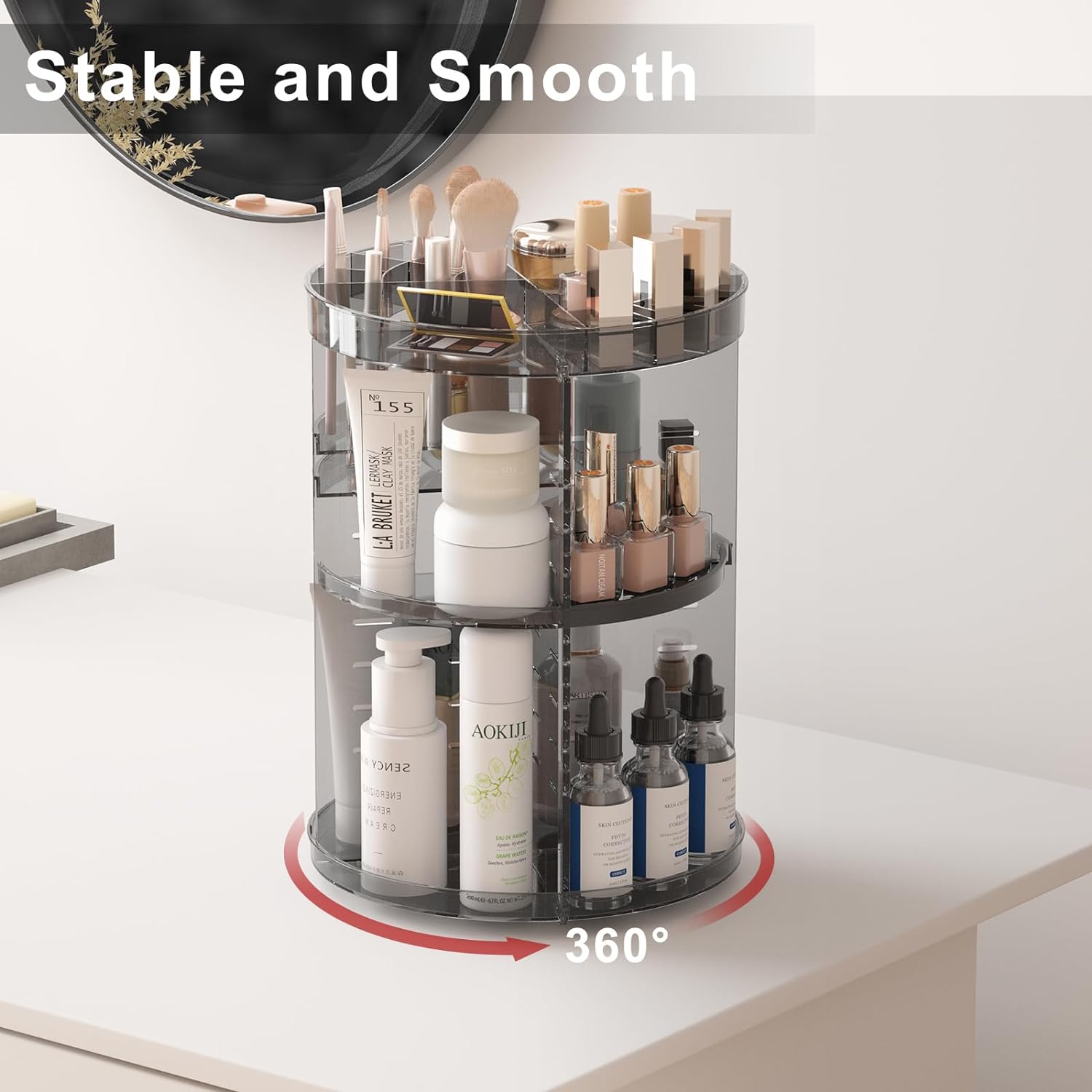 Rotating Makeup Organizer, Adjustable Layers Spinning Organizer, Cosmetic Display Case, Multi-Function Storage Carousel, Makeup Organizer, Makeup Holder, Makeup Stand Rotating Makeup Organizer, Adjustable Layers Spinning Organizer, Cosmetic Display Case, Multi-Function Storage Carousel, Makeup Organizer, Makeup Holder, Makeup Stand